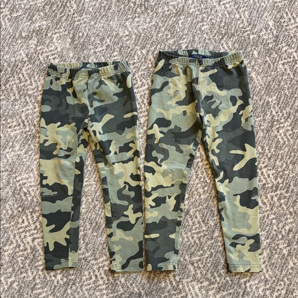 Polo by Ralph Lauren Green Camo Kids Leggings, size 5 & 6